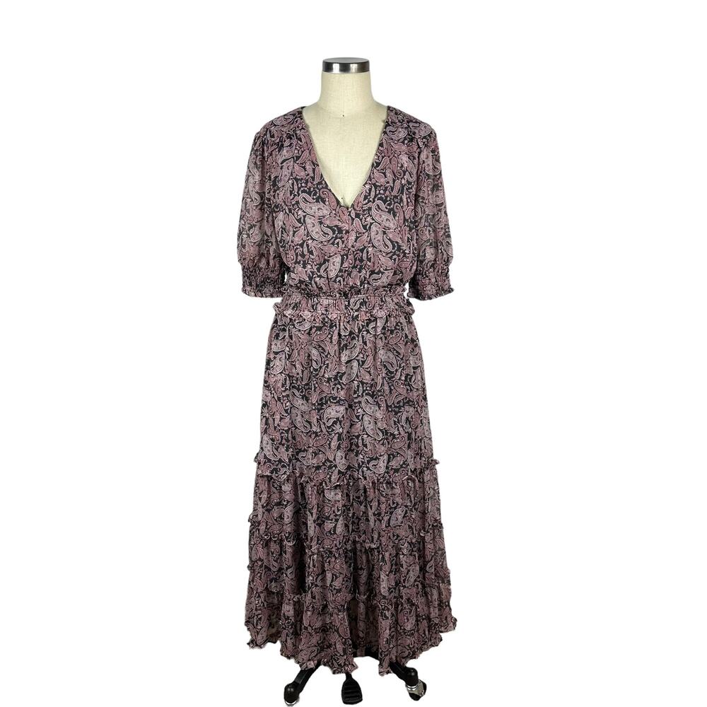 ROAN +‎ RYAN Elsa Dress Evereve Pink Purple Paisley Pattern Women's Size Large